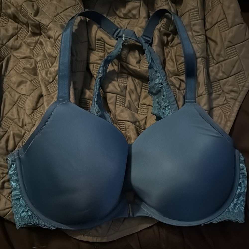 Torrid Blue Lace Trim Full Coverage Bra